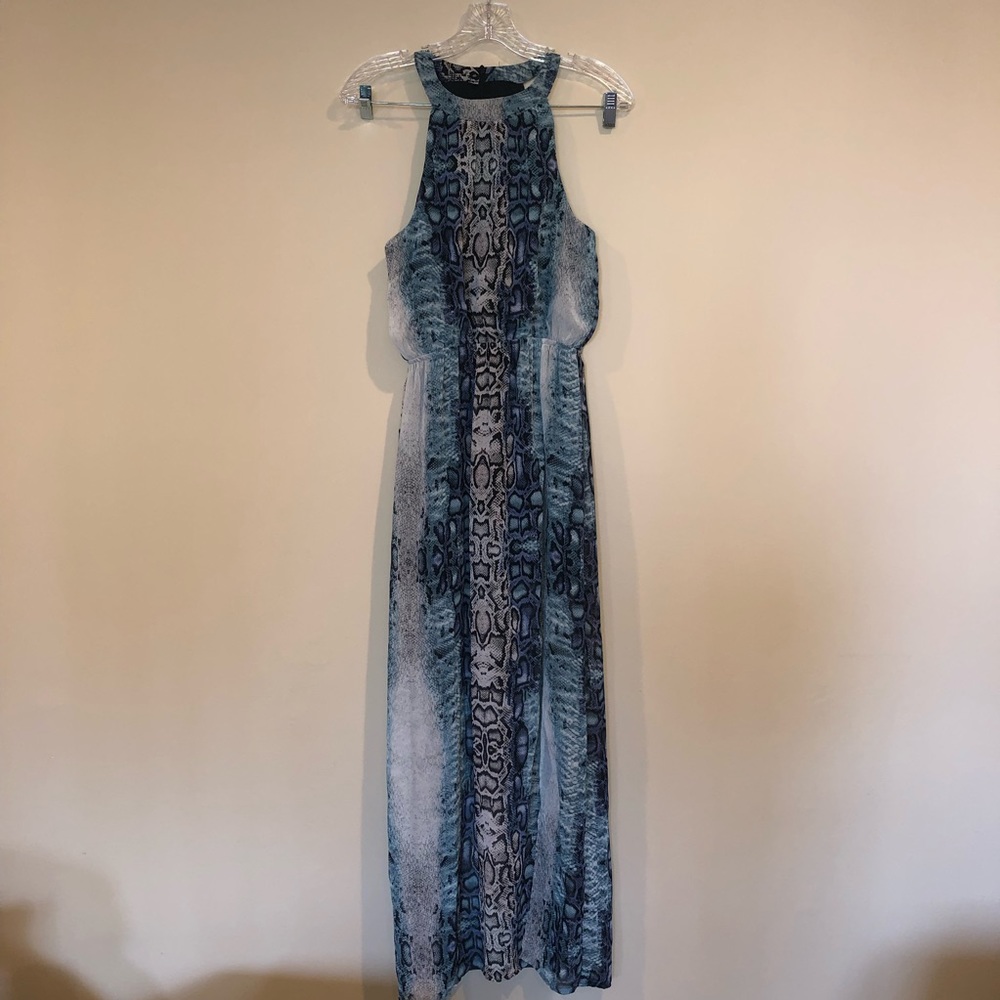AQUA Multicolored Blue Snake Print Dress